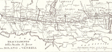 Tracciato della ferrovia Milano-Venezia